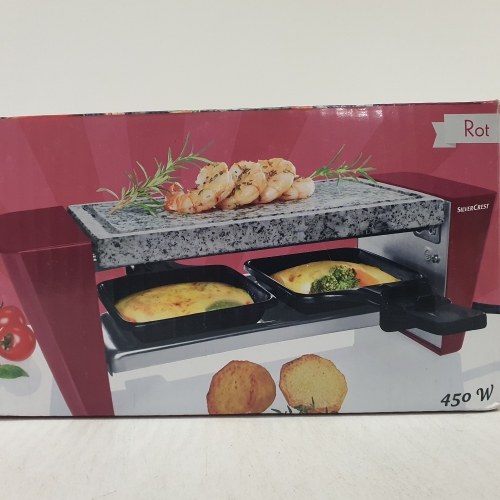 Mini-raclette grill. Met hete steen. Rood
